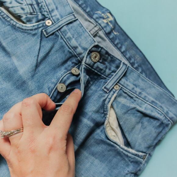 7 For All Mankind Relaxed Fit Button Fly Mens Jeans Size 31 Waist - Picture 6 of 10